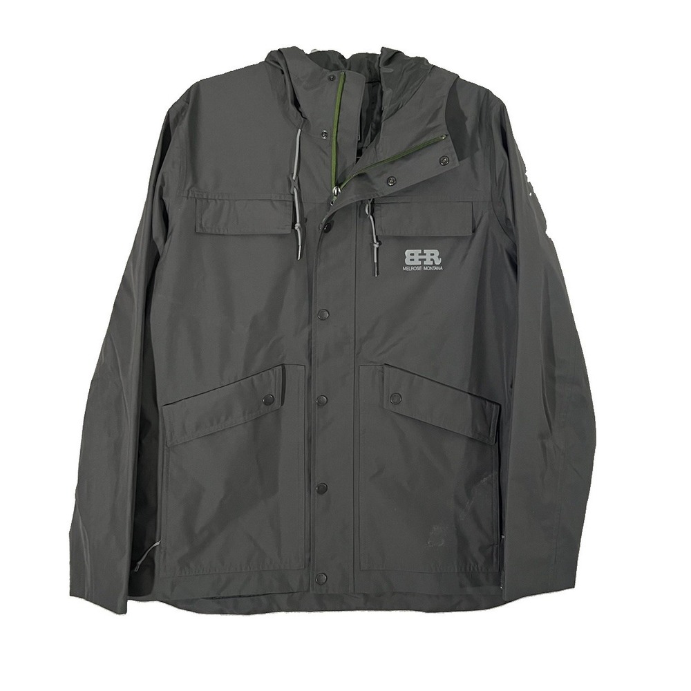 STIO TECHNICAL JACKET HOODED GRAY MENS LARGE COMPANY EMBROIDERY